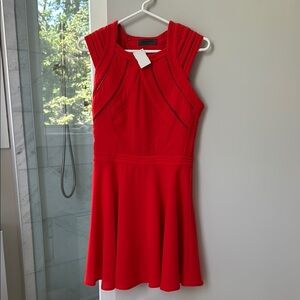 Orange Pleated Tie Front Mini Dress